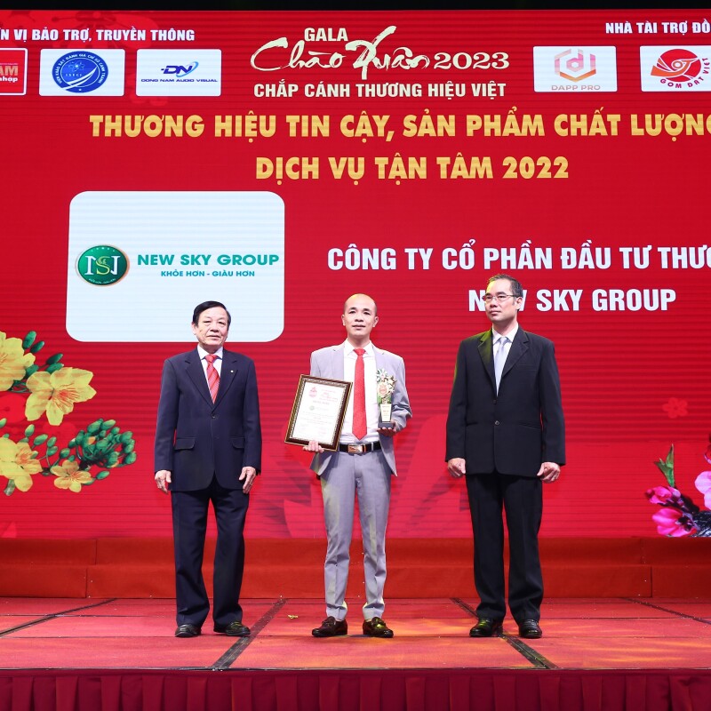 New Sky Group vinh dự được chứng nhận “ TOP 100 - Thương Hiệu Tin Cậy, Sản Phẩm Chất Lượng, Dịch Vụ Tận Tâm 2022”